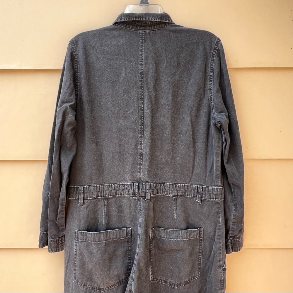 &Denim black denim baggy wide leg jumpsuit - Picture 7 of 8